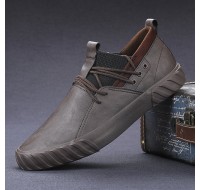 Men Comfy Micorifber Leather Non Slip Soft Sole Low Top Casual Sneakers