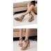 Women's Shoes - Summer Women Sandals High Wedges PU Leather Cross-over Strap Shoes Green