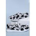 Women's Shoes - Cow Print Lace Up Round Toe Flat Sneakers